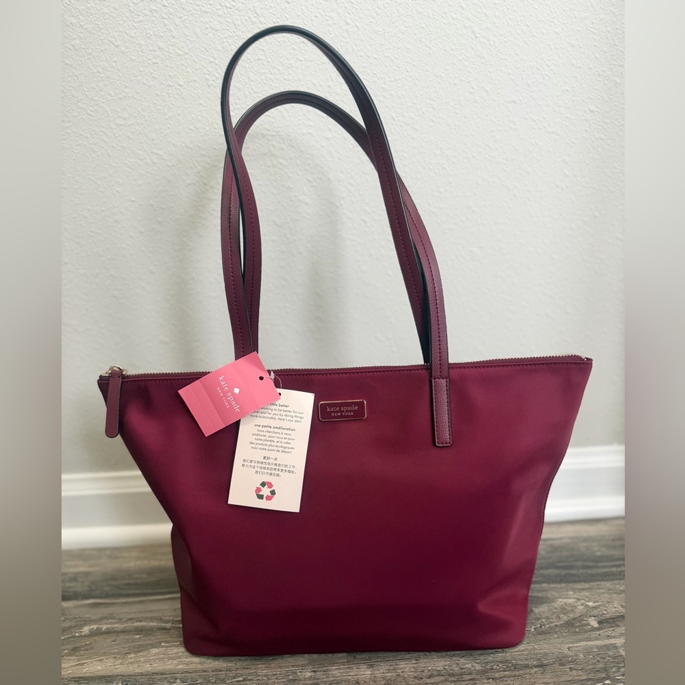 Kate Spade Hayden Top Zip Burgundy Tote Bag